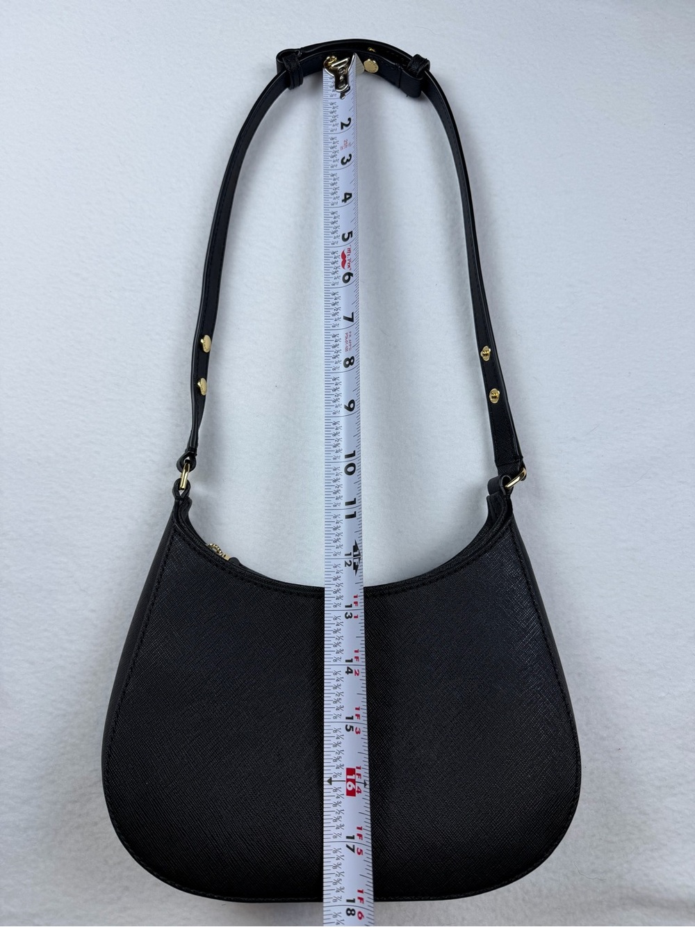 Tory Burch Black Saffiano Leather Small Crescent / Shoulder Bag Gold Hardware - Picture 13 of 13